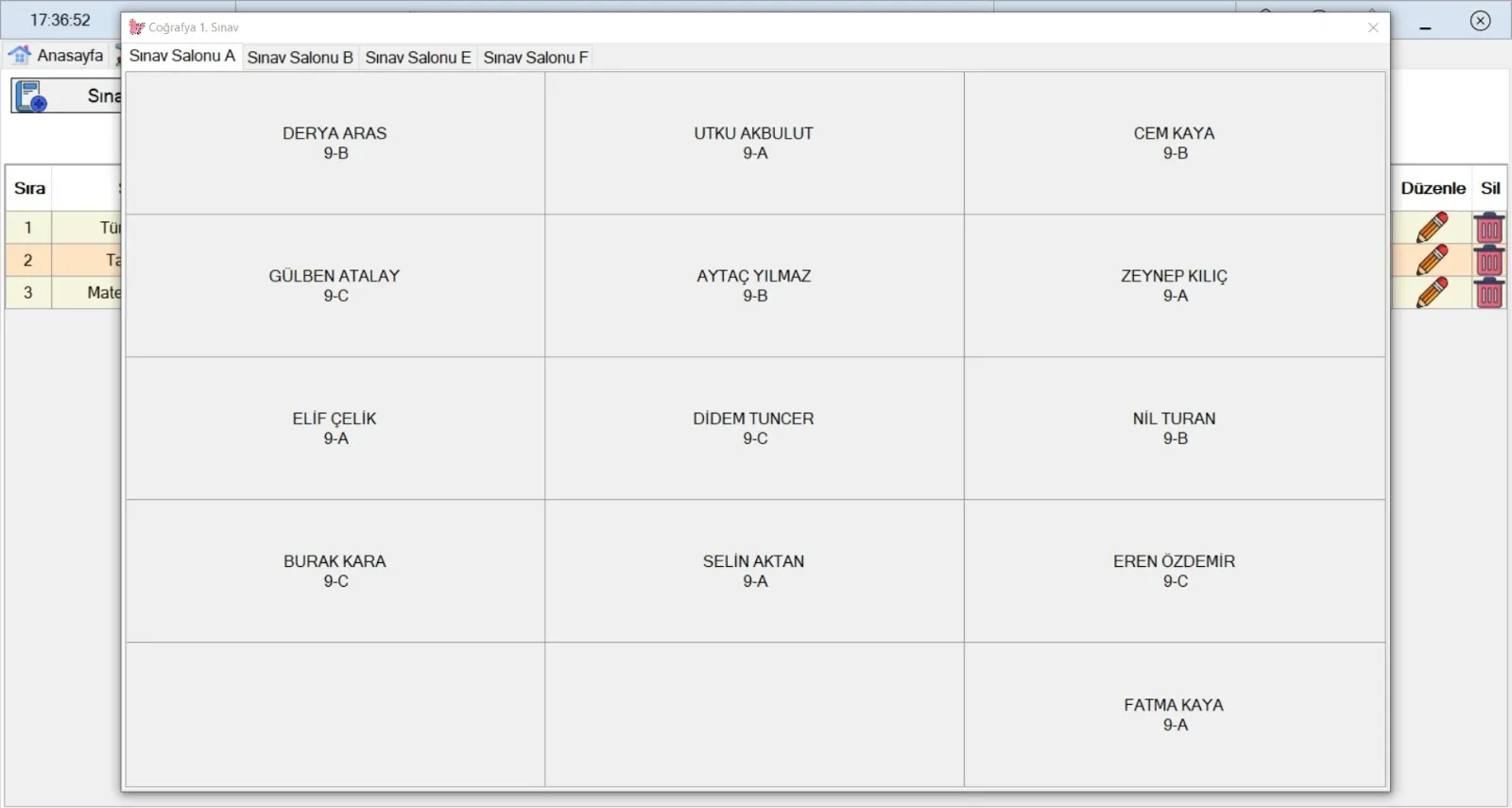SINAV DÜZENİ OLUŞTURMA